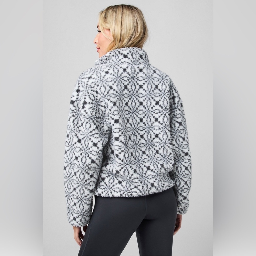 Fabletics Gray and White Teddy Jacket - image 3